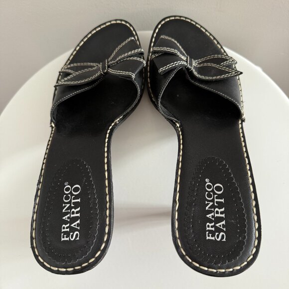 Franco Sarto - Black - Leather - Heels with Bow and Stitch Detail - Size 8M - Picture 3 of 8